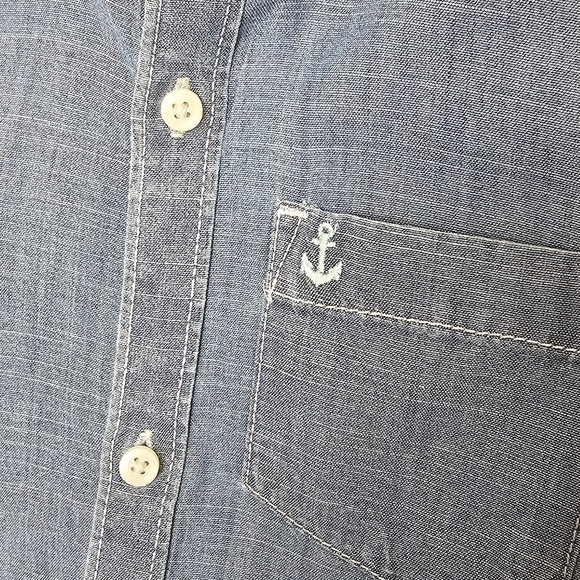 Carters Nautical Anchor Embroidered Blue‎ Button Long Sleeve Shirt Size 4T - Picture 4 of 11